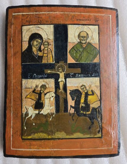ікона Казанська 20х27 свт. Миколай, вмч. Георгій, арх. Михаїл
